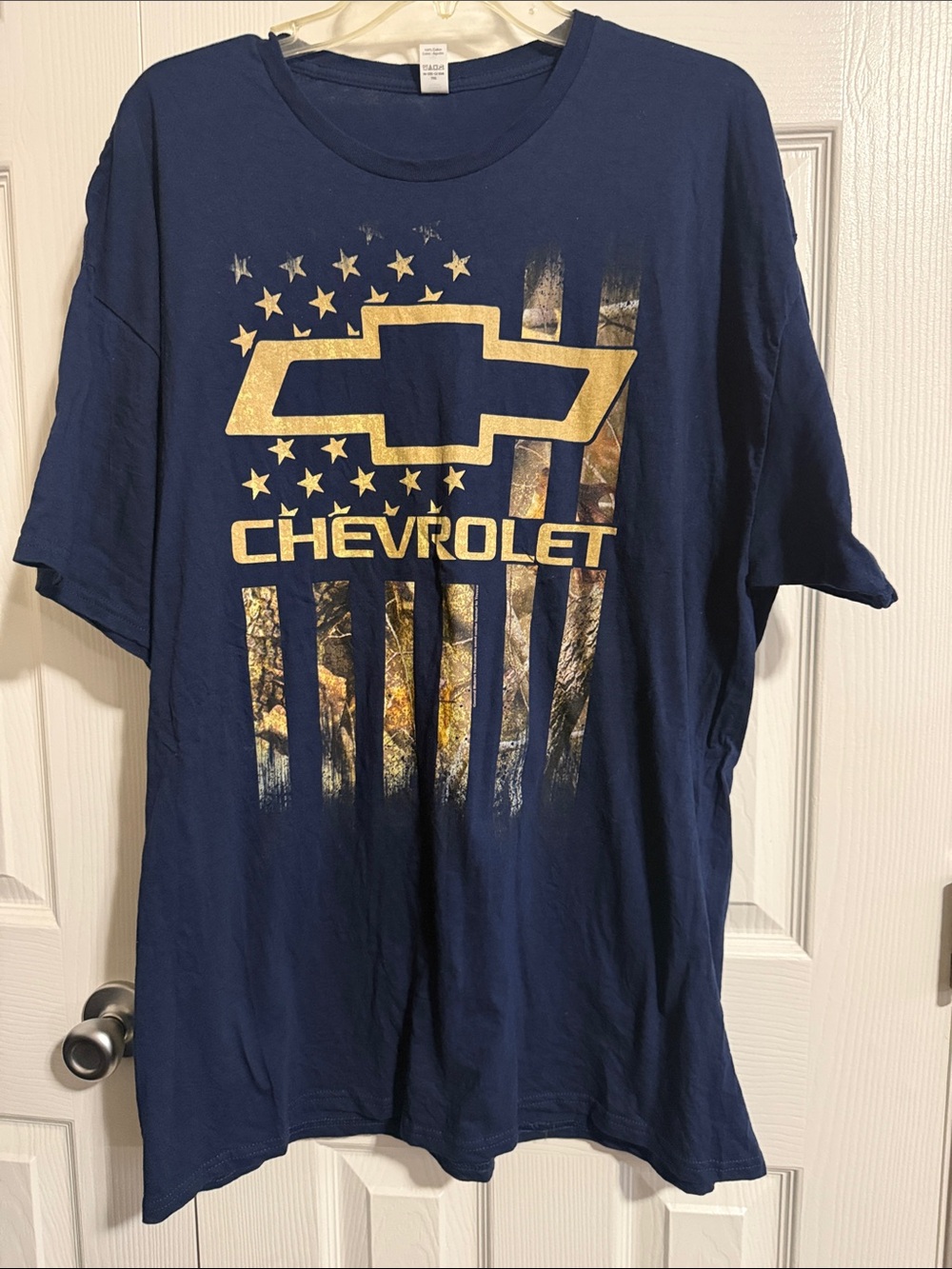 NWOT Chevrolet Camo Flag Logo Graphic Tee - Navy Blue